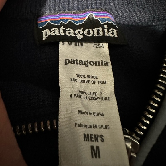 Patagonia Wool Fleece Pullover 1/4 Zip Knit Sweater Blue Men’s Medium - Picture 6 of 6
